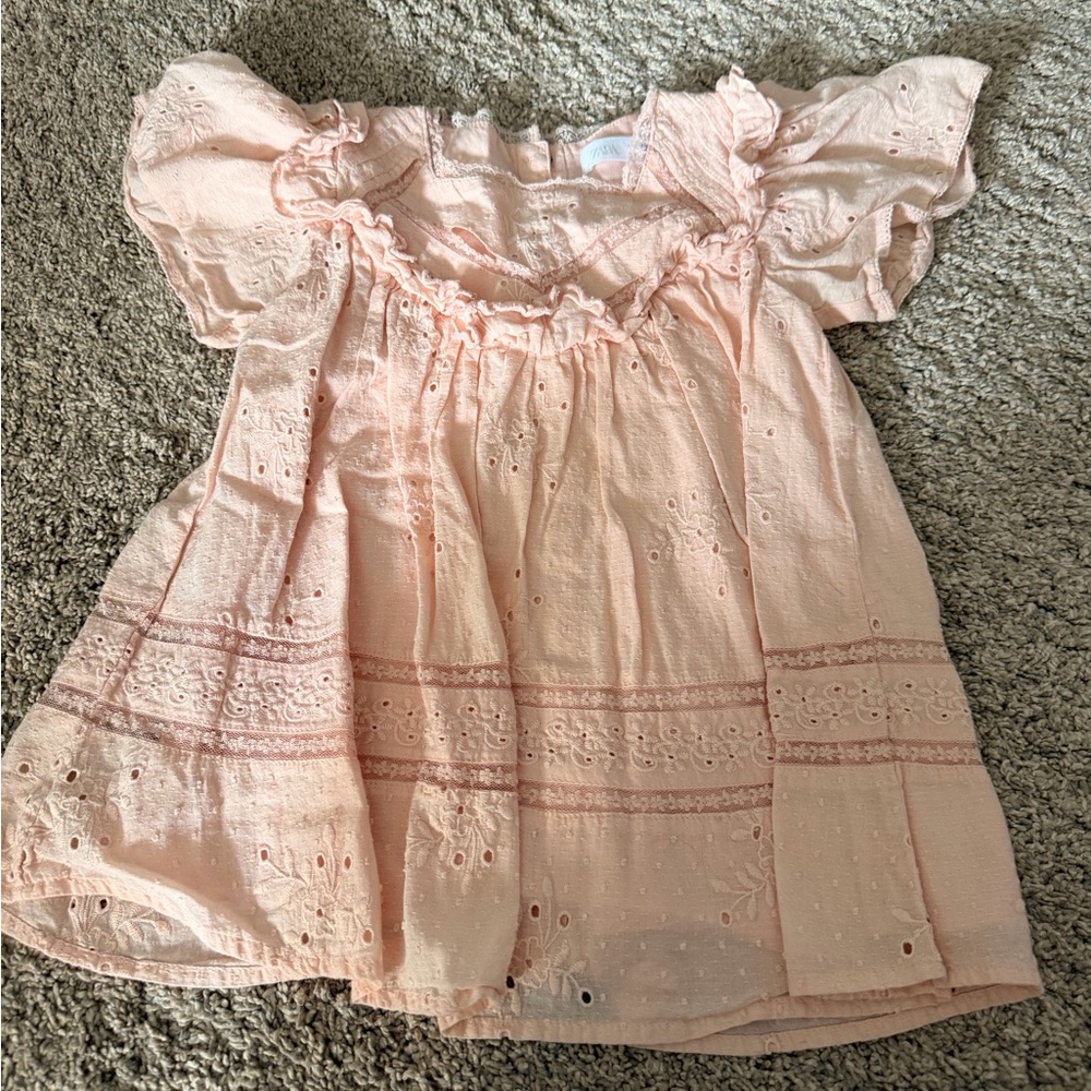 Zara  Eyelet Ruffle Dress